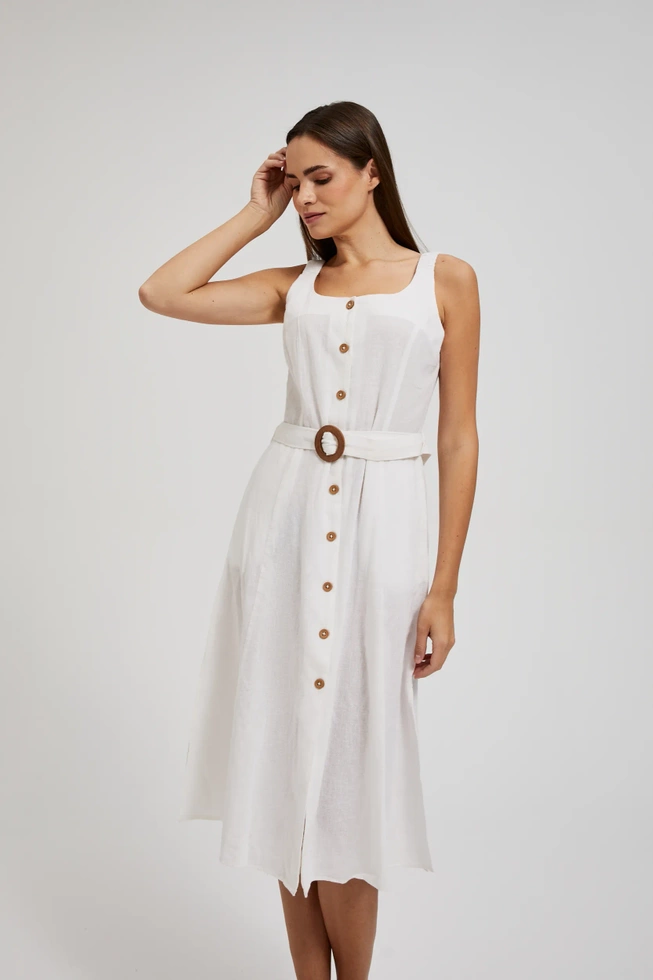 Wiskozowa sukienka z paskiemi biała