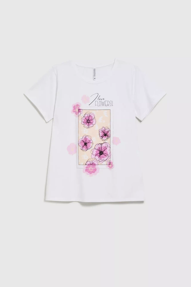 T-shirt z printem i napisem biały