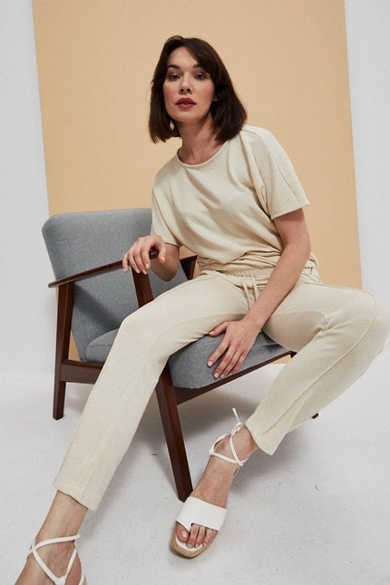 Spodnie dresowe z wiązaniem piaskowe