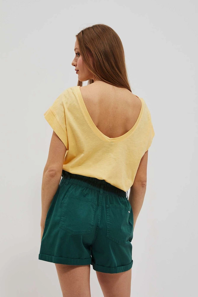 T-shirt z odkrytymi plecami waniliowy