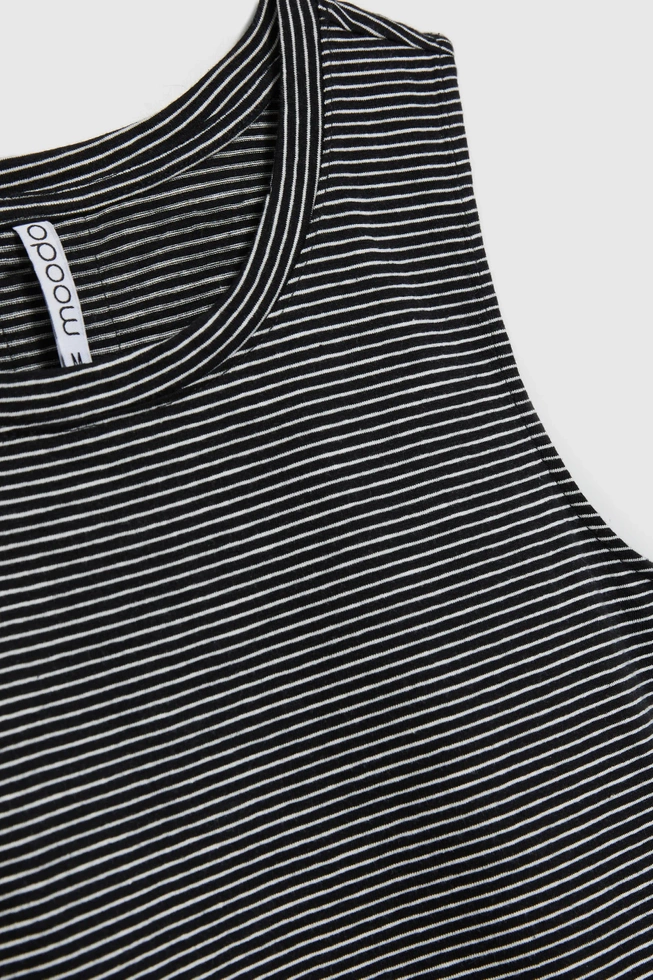 Bawełniany top w paski czarny