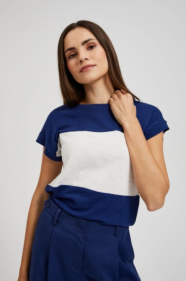 Bluzka w szerokie paski granatowa