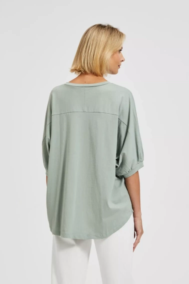 Gładka bluzka oliwkowa 