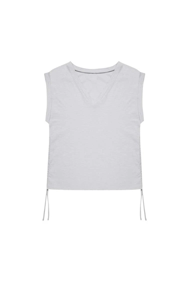 Bawełniana bluzka ze ściągaczem szara