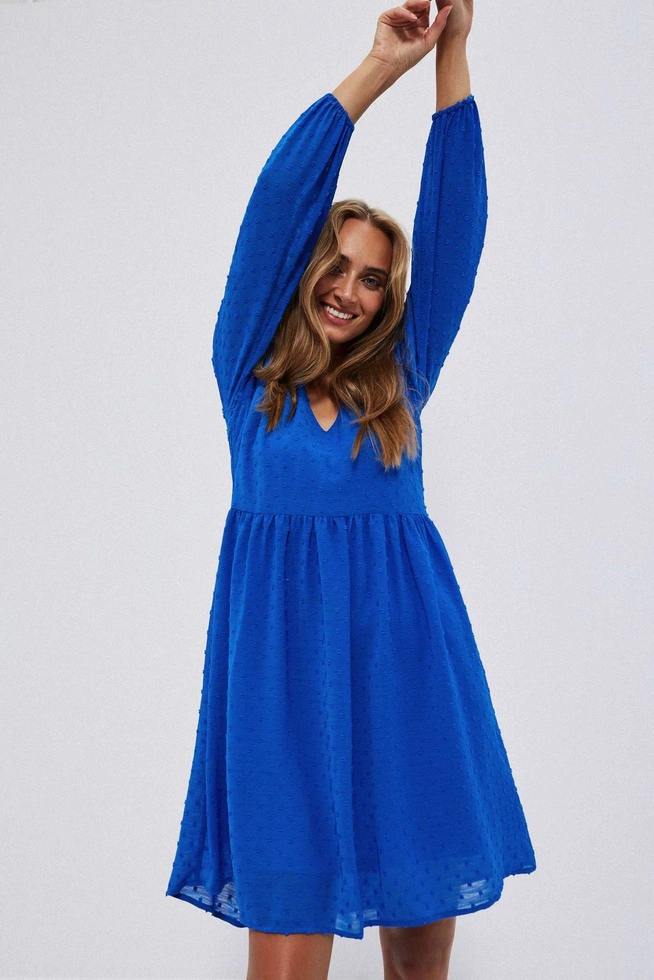 Sukienka z bufiastymi rękawami niebieska