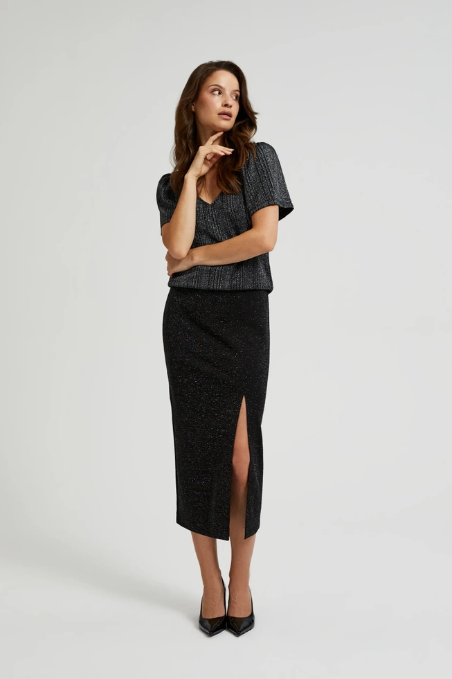 Spódnica midi z rozcięciem czarna