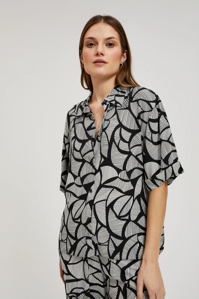 Wiskozowa koszula czarno-biała