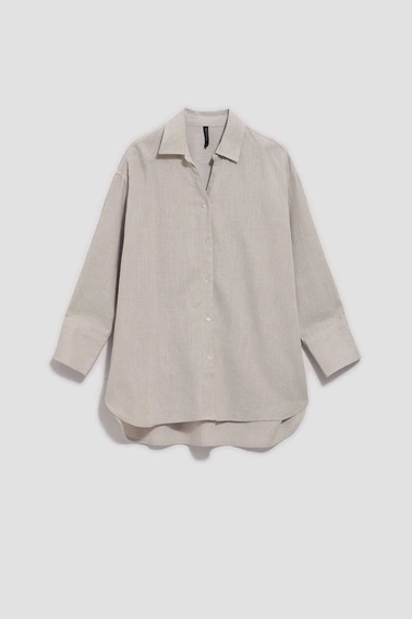 Lniana koszula ciemnobeżowa