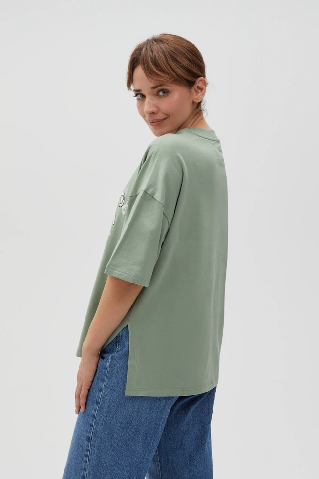 Bawełniana bluza z nadrukiem i krótkimi rękawami