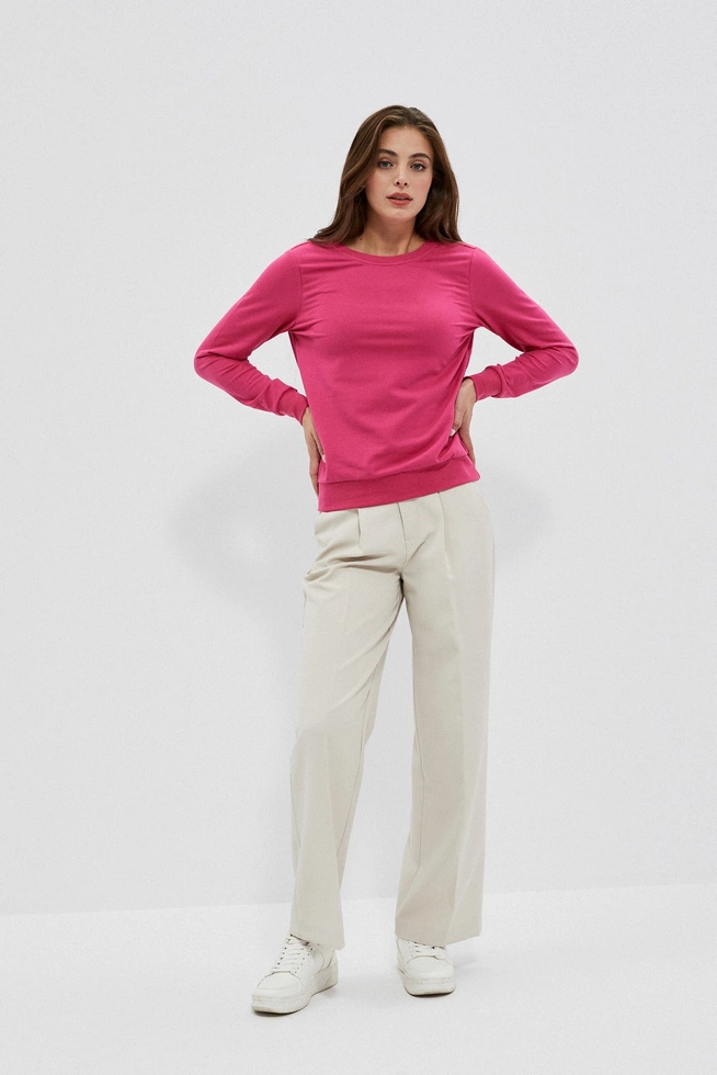 Bluza z dekoltem na plecach różowa