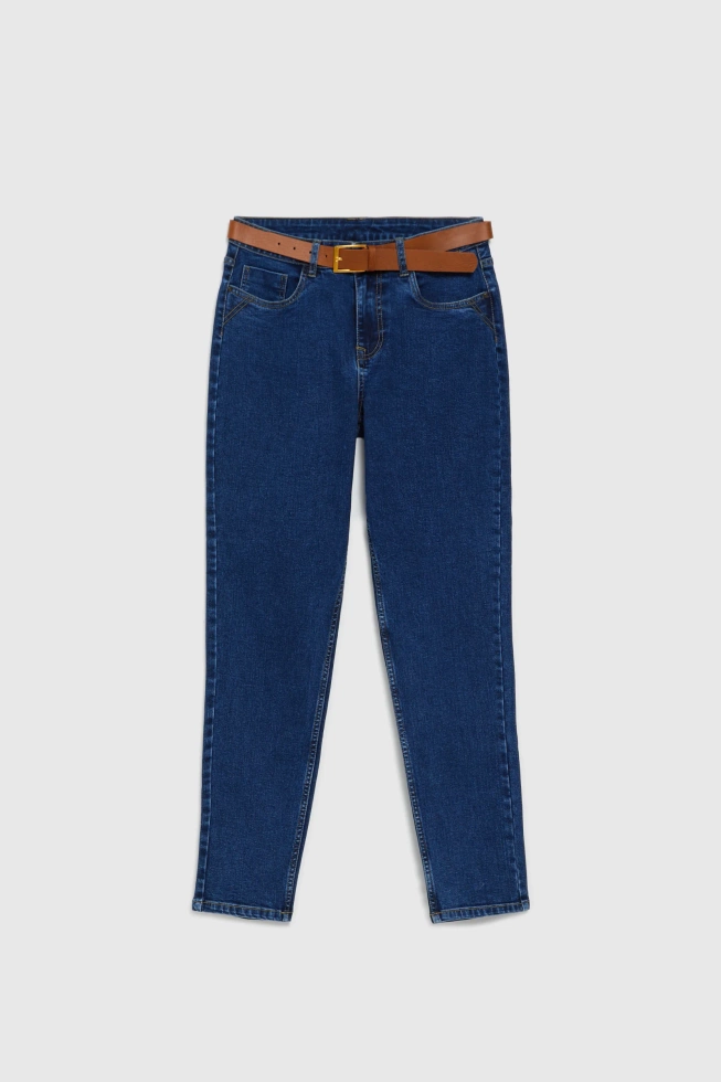 Jeansy z paskiem granatowe