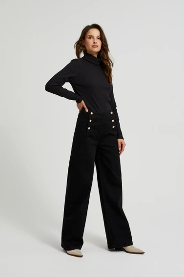 Jeansy z ozdobnymi guzikami czarne