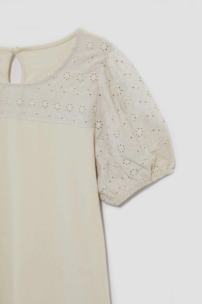 Bluzka z bufiastymi rękawami piaskowa