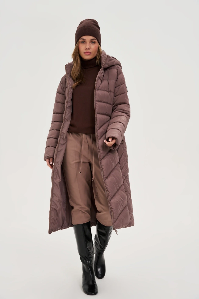 Kurtka z paskiem brązowa