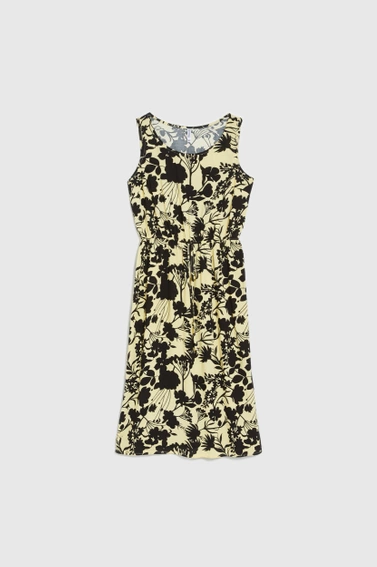 Sukienka midi w kwiaty żółta