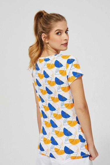 Bawełniany t-shirt z nadrukiem w kształcie cytryn biały