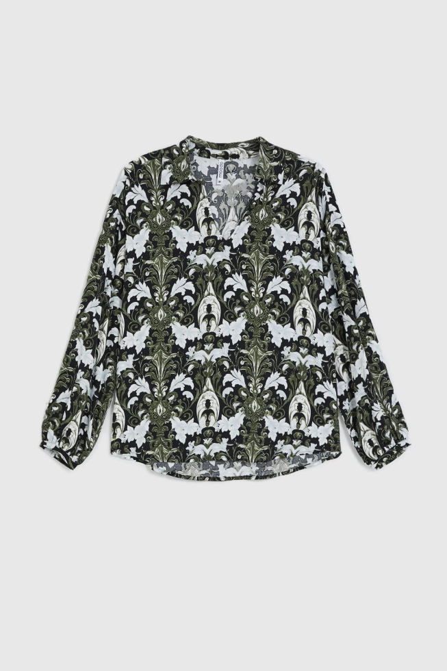 Koszula z wiskozy ciemnooliwkowa