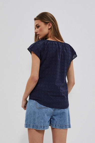 Bawełniana bluzka koszulowa granatowa