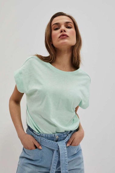 T-shirt z odkrytymi plecami miętowy