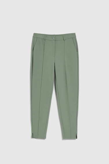 Spodnie z nogawkami w kant oliwkowe