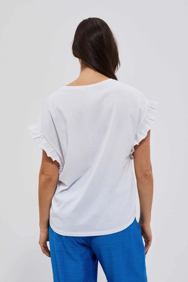 Bluzka z napisem i fablaną na rękawie