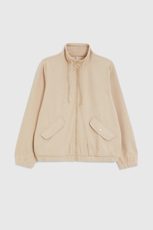 Bluza zapinana na zamek beżowa