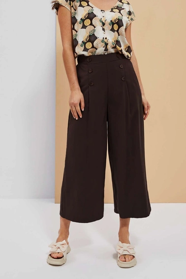 Spodnie kuloty z guzikami ciemnobrązowe