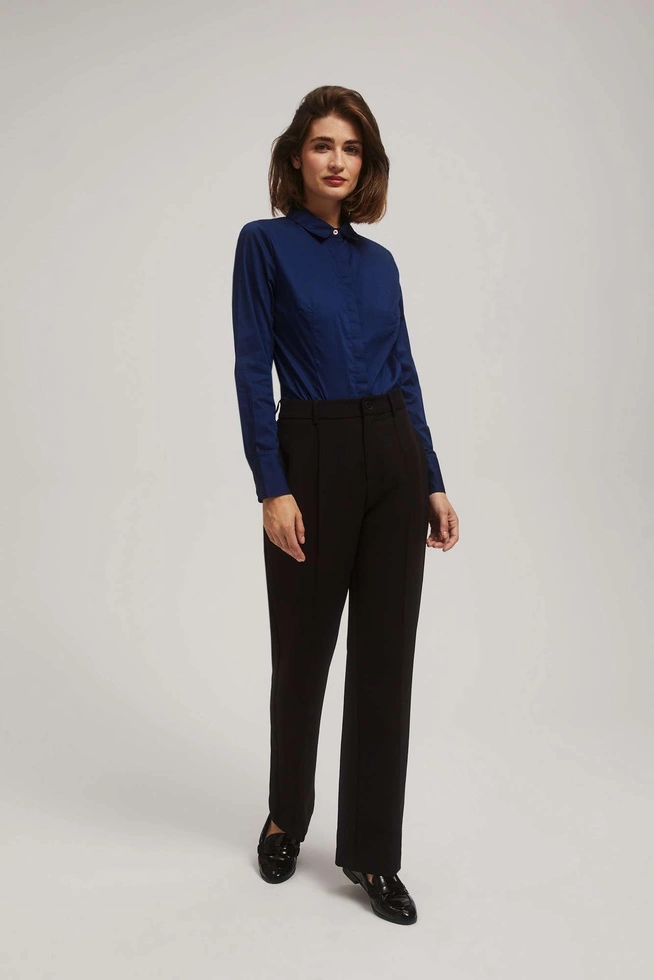 Dopasowana koszula z długimi rękawami granatowa