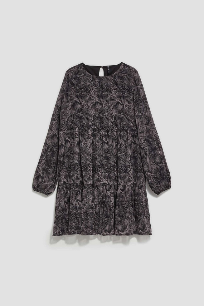 Sukienka z printem i metaliczną nitką