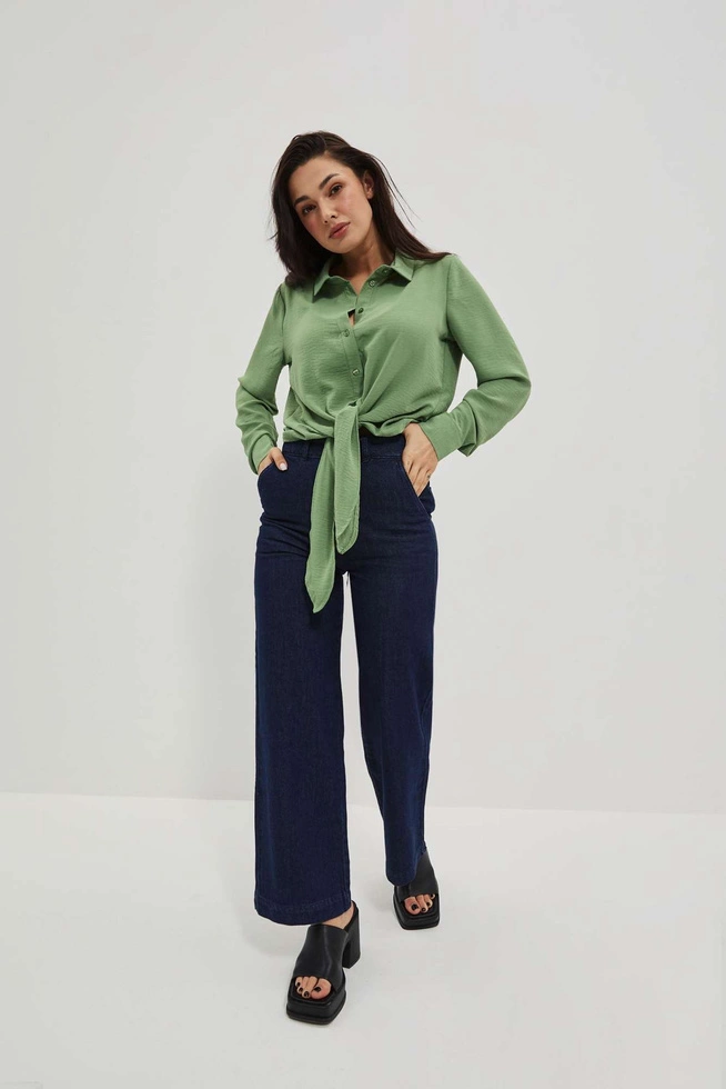 Jeansy dzwony z wysokim stanem