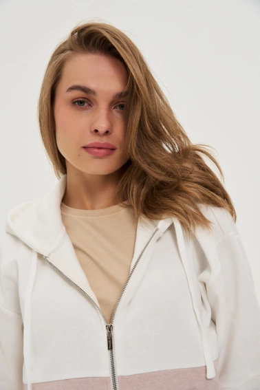 Bluza zapinana na zamek beżowa