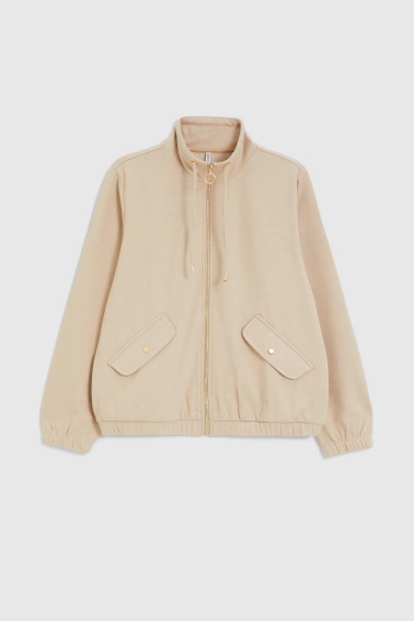 Bluza zapinana na zamek beżowa