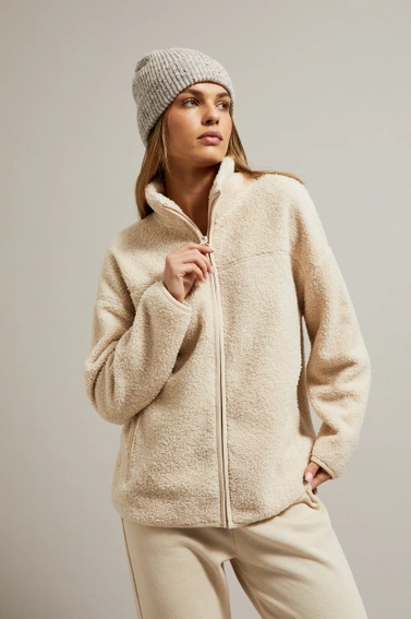 Bluza zapinana na zamek beżowa