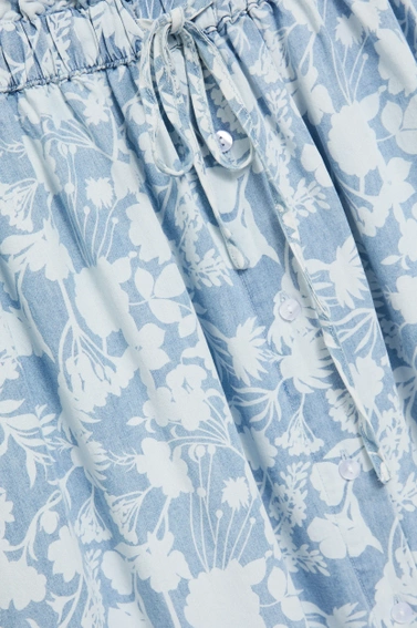 Spódnica lyocell w kwiaty błękitna 