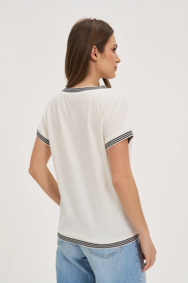 Bawełniana bluzka z krótkimi rękawami biała