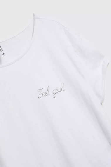 Bluzka z napisem biała