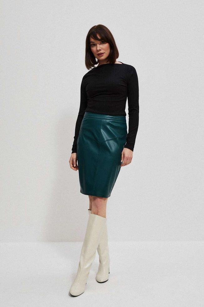 Spódnica z geometrycznym przeszyciem szmaragdowa