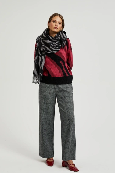 Szal w zwierzęcy wzór szary