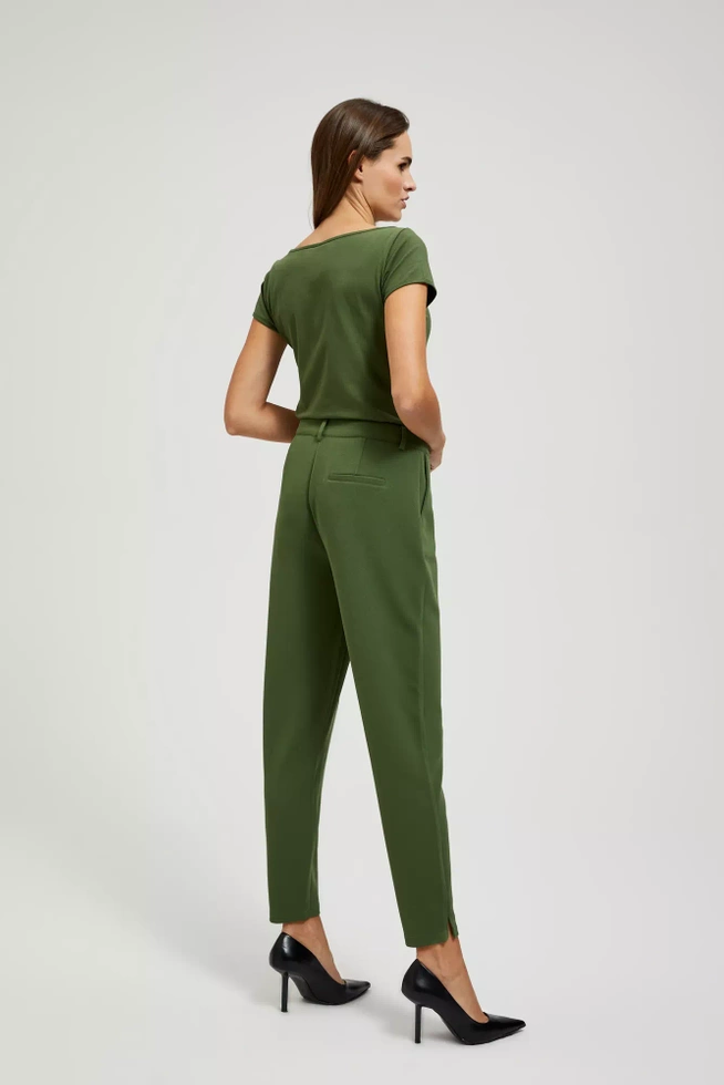 Elegnackie spodnie w kant khaki