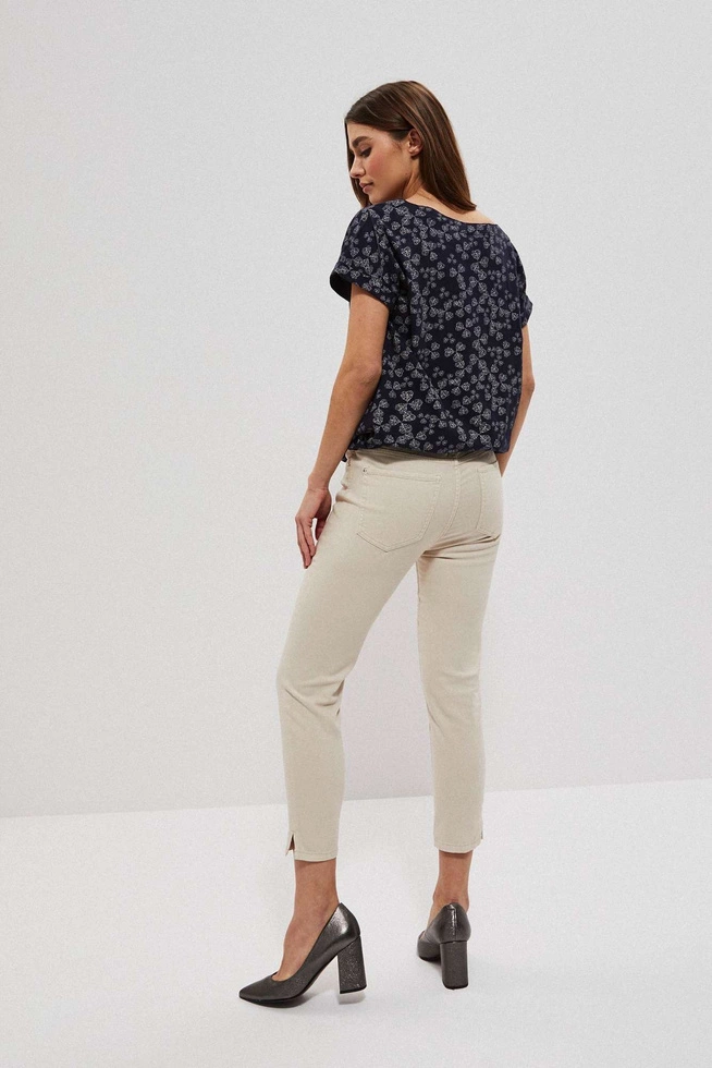 Gładkie spodnie 7/8 beżowe