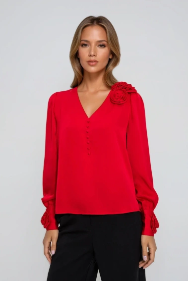 Koszula z różami czerwona