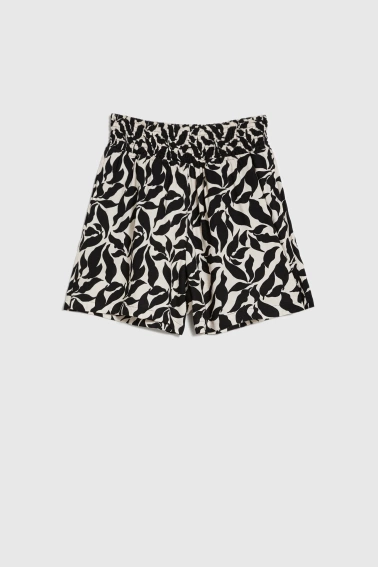 Wzorzyste szorty z wiskozy beżowe