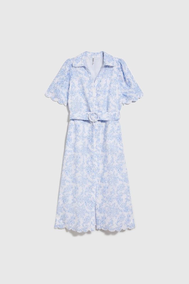 Bawełniana sukienka z paskiem biała