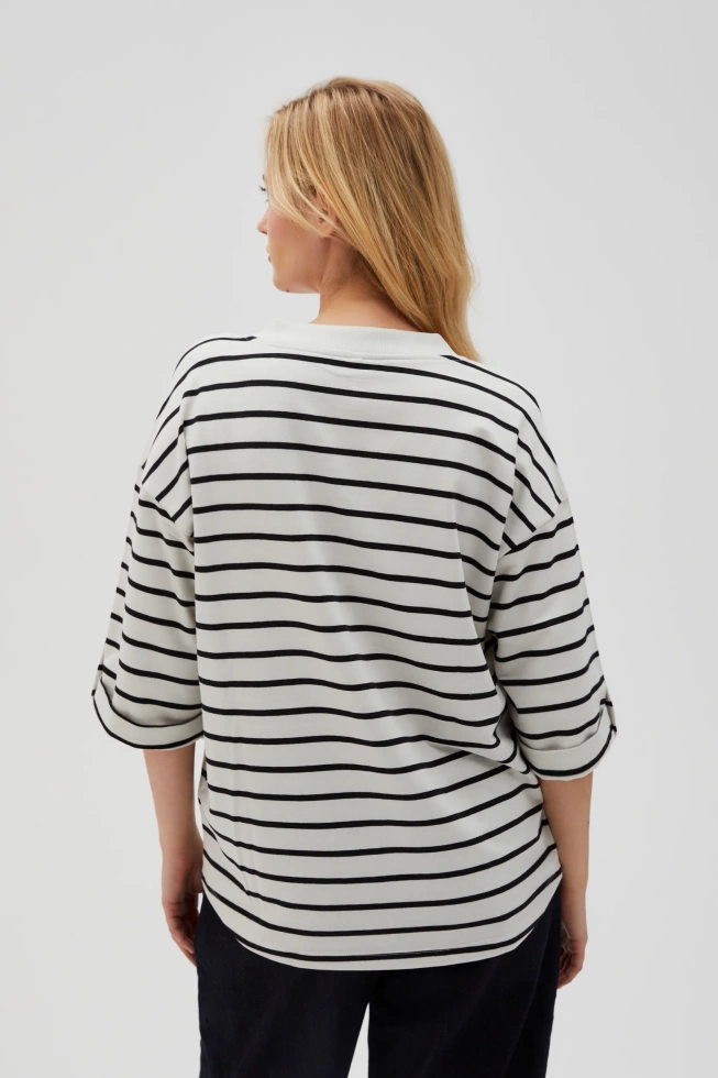 Bluza oversize w paski biało-czarna