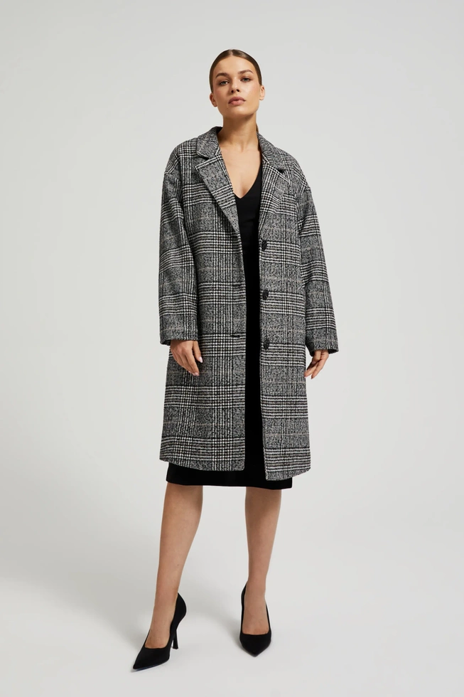 Płaszcz oversize w kratę czarny