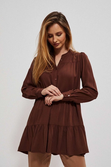 Koszula z falbaną kasztanowa