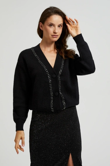 Kardigan ozdobiony koralikami czarny 