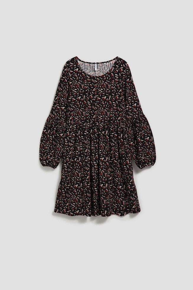 Sukienka z bufiastymi rękawami i rozkloszowanym dołem czarna