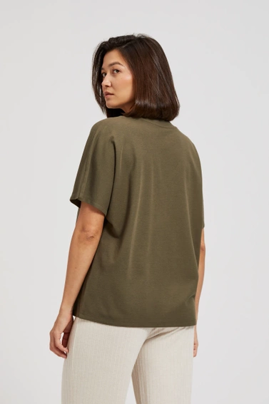 Bluzka z dekoltem w serek oliwkowa