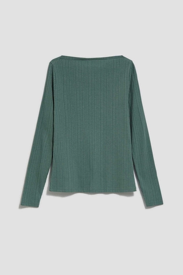 Bluzka z prążkowanej dzianiny oliwkowa